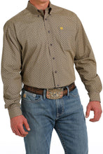 Load image into Gallery viewer, MEN&#39;S GEOMETRIC PRINT BUTTON-DOWN WESTERN SHIRT - GRAY / GOLD
