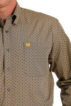 Load image into Gallery viewer, MEN&#39;S GEOMETRIC PRINT BUTTON-DOWN WESTERN SHIRT - GRAY / GOLD

