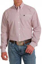Load image into Gallery viewer, MEN&#39;S GEOMETRIC PRINT BUTTON-DOWN WESTERN SHIRT - PINK / BLACK
