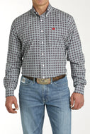 Men's Medallion Print Button-Down Western Shirt - Blue/Red
