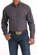 Men's Plaid Button-Down Western Shirt - Navy