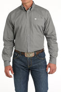 Men's Geometric Print Button-Down Western Shirt - Gray