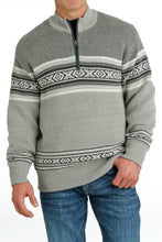 Load image into Gallery viewer, MEN&#39;S 1/4 ZIP SOUTHWESTERN PRINT PULLOVER SWEATER - GRAY
