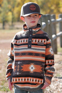 BOY'S SOUTHWESTERN PRINT POLAR FLEECE PULLOVER - GRAY