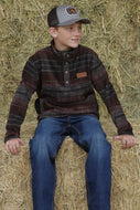 Boy's Match Dad Fleece Pullover - Brown/Red