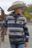 Boy's Match Dad Fleece Pullover - Black/Gray/Tan