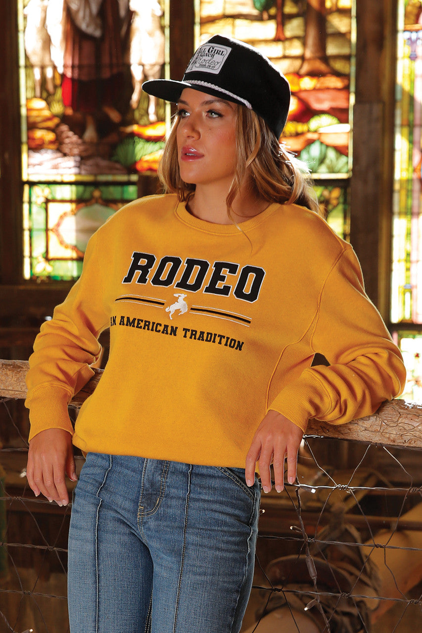 Cruel Girl Women's Yellow Collegiate Rodeo Sweatshirt