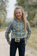 GIRLS BLUE YELLOW CRUEL GIRL BLOUSE