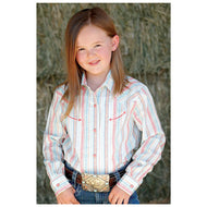 CTW3370007 Cruel Girl Girls' Peach Striped Snap Western Shirt