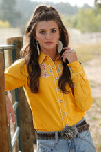 Load image into Gallery viewer, Women&#39;s Cruel Girl Button Down Long Sleeve Shirt Golden Glow Arena Fit
