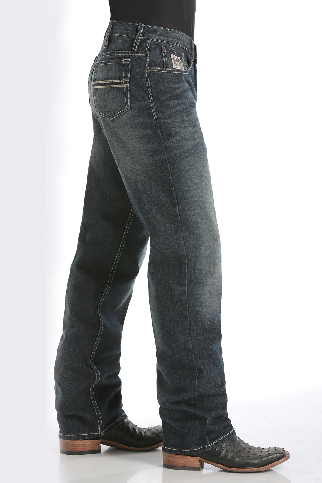 MEN'S RELAXED FIT WHITE LABEL JEANS - DARK STONEWASH