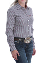 Load image into Gallery viewer, WOMEN&#39;S CINCH BLUE, ROSE AND GOLD STRIPE BUTTON-DOWN WESTERN SHIRT
