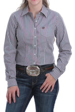 Load image into Gallery viewer, WOMEN&#39;S CINCH BLUE, ROSE AND GOLD STRIPE BUTTON-DOWN WESTERN SHIRT
