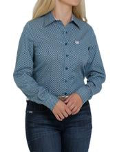 Load image into Gallery viewer, CINCH WOMEN&#39;S TEAL PRINT BUTTON DOWN SHIRT- STYLE
