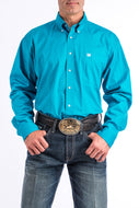 MEN'S SOLID TURQUOISE BUTTON-DOWN WESTERN SHIRT