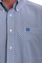 Load image into Gallery viewer, MEN&#39;S WHITE, NAVY AND BLACK MICRO-GEOMETRIC PRINT BUTTON-DOWN SHIRT

