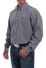 Load image into Gallery viewer, MEN&#39;S BLACK, WHITE AND GREEN MEDALLION PRINT BUTTON-DOWN SHIRT
