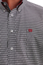 Load image into Gallery viewer, MEN&#39;S BLACK, WHITE AND RED DIAMOND GEOMETRIC PRINT BUTTON-DOWN WESTERN SHIRT
