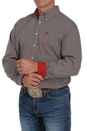 Cinch Men's Brown and Red Geo Print Long Sleeve Western Shirt