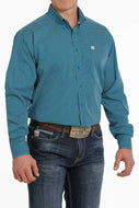 Cinch Men's Teal and Black Geo Print Long Sleeve Western Shirt
