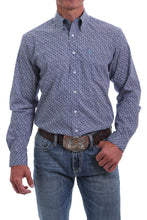 Load image into Gallery viewer, MEN&#39;S MODERN FIT NAVY, GRAY AND BLUE PINE PAISLEY BUTTON-DOWN SHIRT
