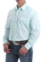 Load image into Gallery viewer, MEN&#39;S LIGHT BLUE AND WHITE PAISLEY PRINT SNAP WESTERN SHIRT
