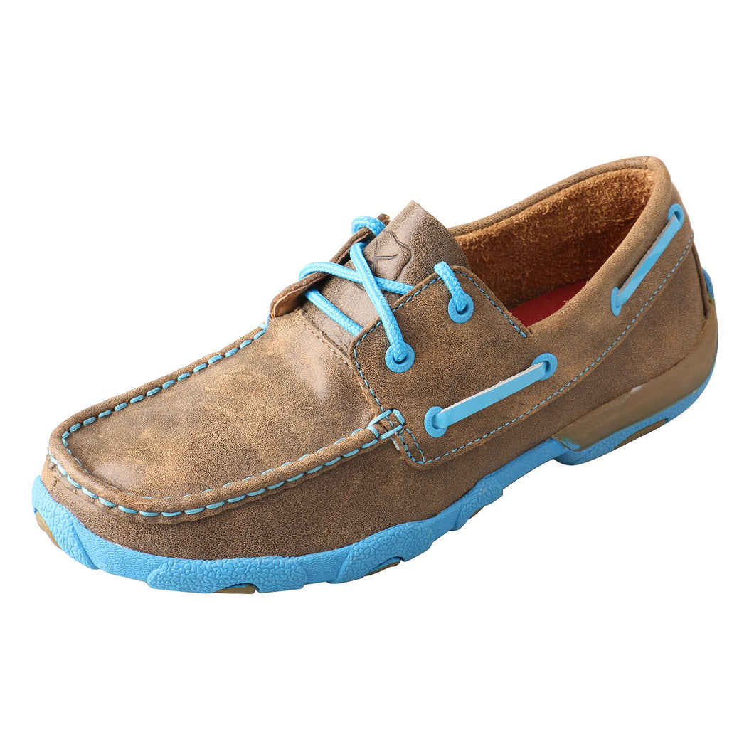 Women's Twisted X Boat Shoe Driving Moc - Bomber & Neon Blue