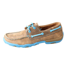 Load image into Gallery viewer, Women&#39;s Twisted X Boat Shoe Driving Moc - Bomber &amp; Neon Blue
