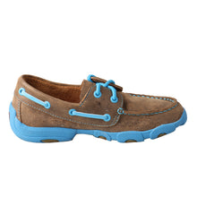 Load image into Gallery viewer, Kid&#39;s Boat Shoe Driving Moc - Bomber/Neon Blue
