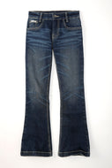 GIRL'S MID RISE SLIM FIT JEANS VIOLET - RINSE