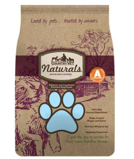 Country Vet Naturals Quick Bite Cookies Oatmeal & Cranberry Flavored Dog Treats, 2-lb bag