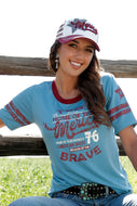 WOMEN'S AMERICAN SPIRIT TEE - BLUE / RED