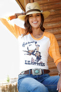 WOMEN'S HELL BEND FOR LEATHER TEE - WHITE