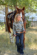 GIRLS PAISLEY PRINT WESTERN SHIRT - GREEN