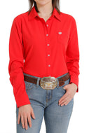 WOMEN'S ARENAFLEX BUTTON-DOWN WESTERN SHIRT - RED