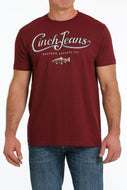 MEN'S CINCH JEANS WESTERN APPAREL TEE - HEATHER BURGUNDY