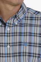 Load image into Gallery viewer, MEN&#39;S ROYAL, BLACK AND WHITE PLAID BUTTON-DOWN
