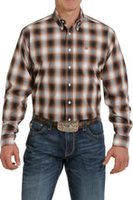 Load image into Gallery viewer, MEN&#39;S PLAID BUTTON-DOWN WESTERN SHIRT - WHITE/COPPER
