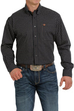 Load image into Gallery viewer, MEN&#39;S GEOMETRIC PRINT BUTTON-DOWN WESTERN SHIRT - BLACK/WHITE
