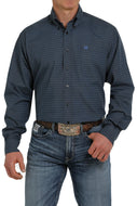 MEN'S GEOMETRIC PRINT BUTTON-DOWN WESTERN SHIRT - BLACK