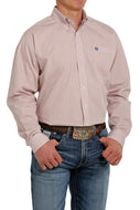 MEN'S MEDALLION PRINT BUTTON-DOWN WESTERN SHIRT - WHITE/BLUE/ORANGE