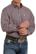 MEN'S GEOMETRIC BUTTON-DOWN WESTERN SHIRT - PURPLE/OLIVE/WHITE
