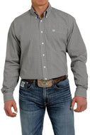 MEN'S DIAMOND PRINT BUTTON-DOWN WESTERN SHIRT - WHITE