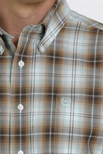 Load image into Gallery viewer, MEN&#39;S OMBRE PLAID BUTTON-DOWN WESTERN SHIRT - BROWN / TURQUOISE
