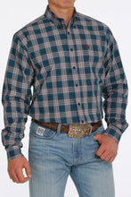 Load image into Gallery viewer, MEN&#39;S PLAID BUTTON-DOWN WESTERN SHIRT - TEAL / BURGUNDY / WHITE
