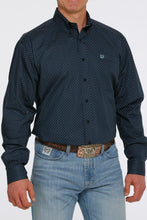 Load image into Gallery viewer, MEN&#39;S GEOMETRIC PRINT BUTTON-DOWN WESTERN SHIRT - NAVY

