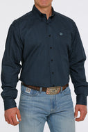 MEN'S GEOMETRIC PRINT BUTTON-DOWN WESTERN SHIRT - NAVY