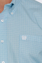 Load image into Gallery viewer, MEN&#39;S MEDALLION BUTTON-DOWN WESTERN SHIRT - LIGHT BLUE / WHITE
