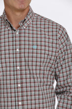 Load image into Gallery viewer, MEN&#39;S PLAID BUTTON-DOWN WESTERN SHIRT - BURGUNDY / AQUA / BROWN
