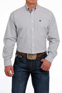MEN'S PLAID BUTTON-DOWN WESTERN SHIRT - WHITE / PURPLE